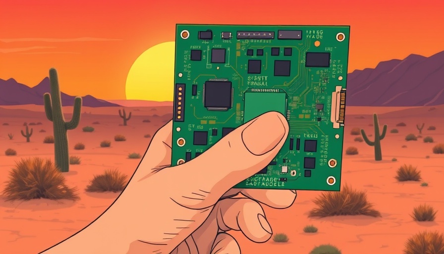 AI strategy creates value with circuit board in sunset.