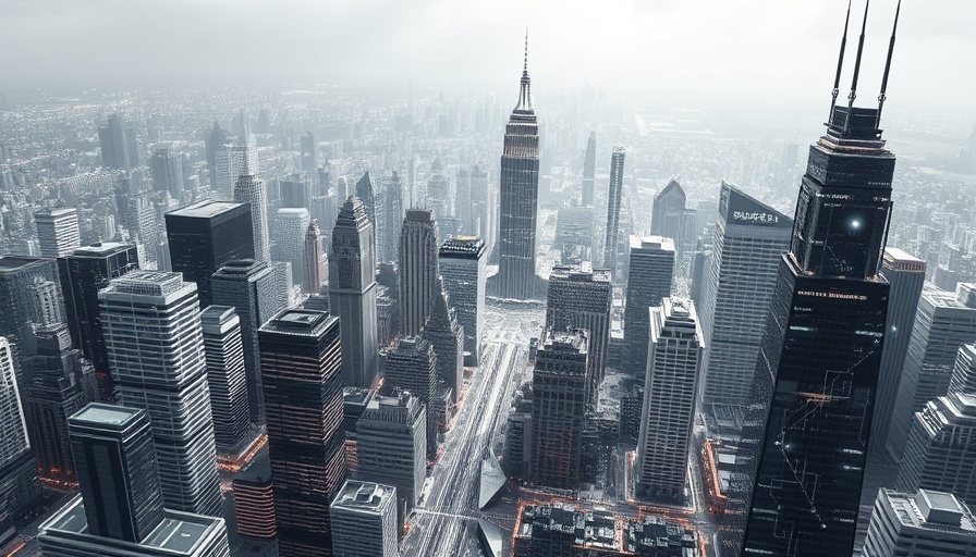 Futuristic cityscape with tech data overlay, Hiring AI Talent