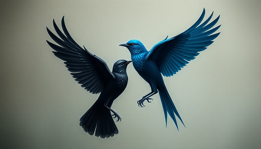 Surreal abstract birds representing loneliness in the workplace.