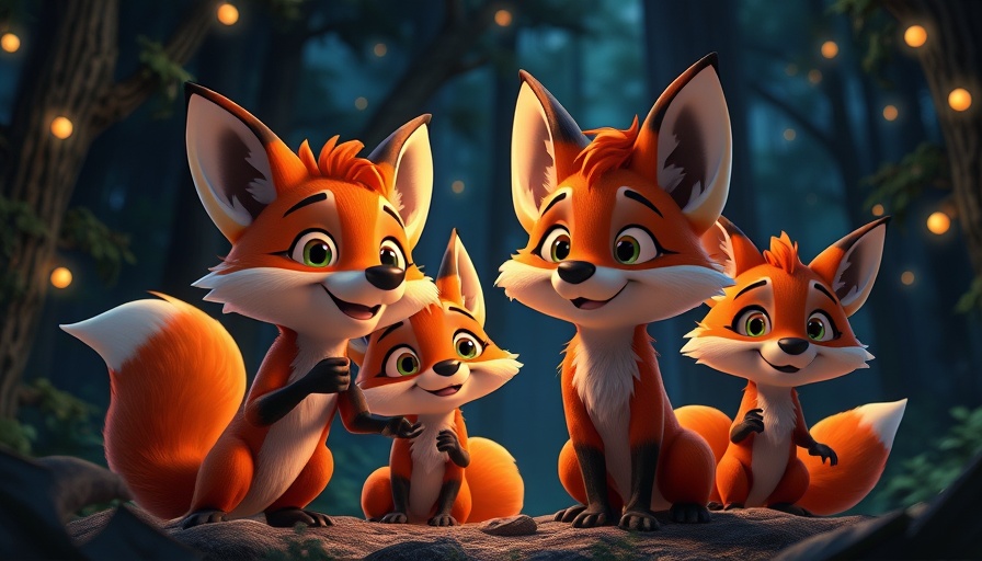 Creative ideas in technology showcased with colorful fox characters in a forest.