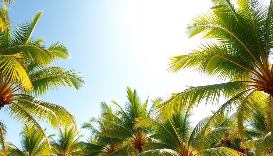 Sunlit palm trees on alternative Caribbean islands