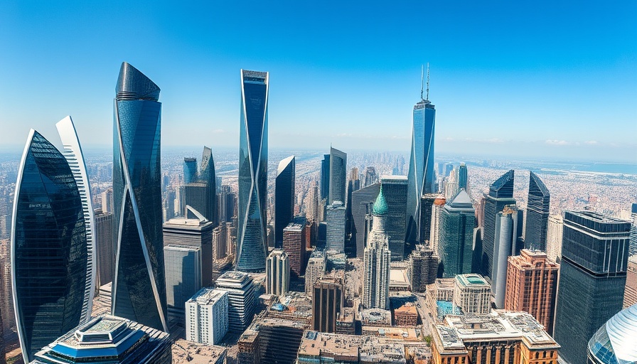 Futuristic cityscape illustrating AI advancements in 2050.