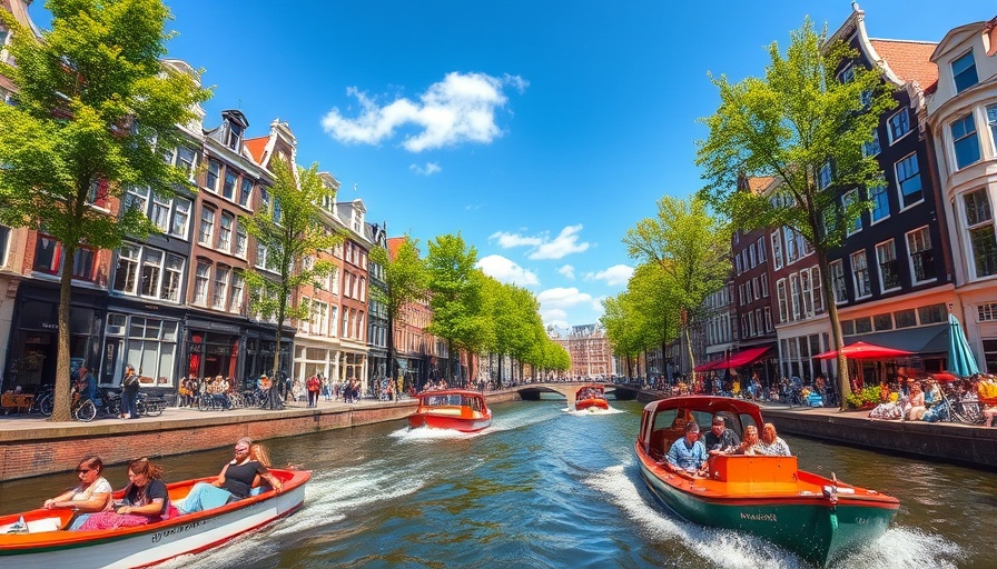 Colorful canal boats in Amsterdam, showcasing alternative experiences.