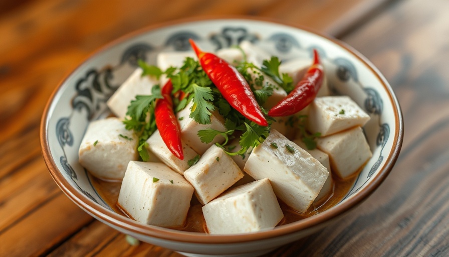 Global recipes: flavorful tofu dish with herbs and chilies.