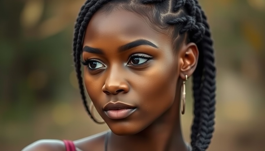 Contemplative young woman in soft lighting with braided hair.