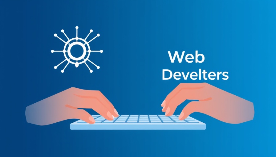 AI vs web developers concept with AI icon and hands typing.