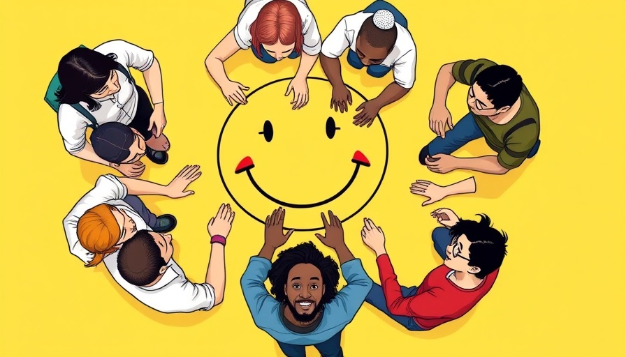 Collaborative teamwork drawing smiley face for customer focus.