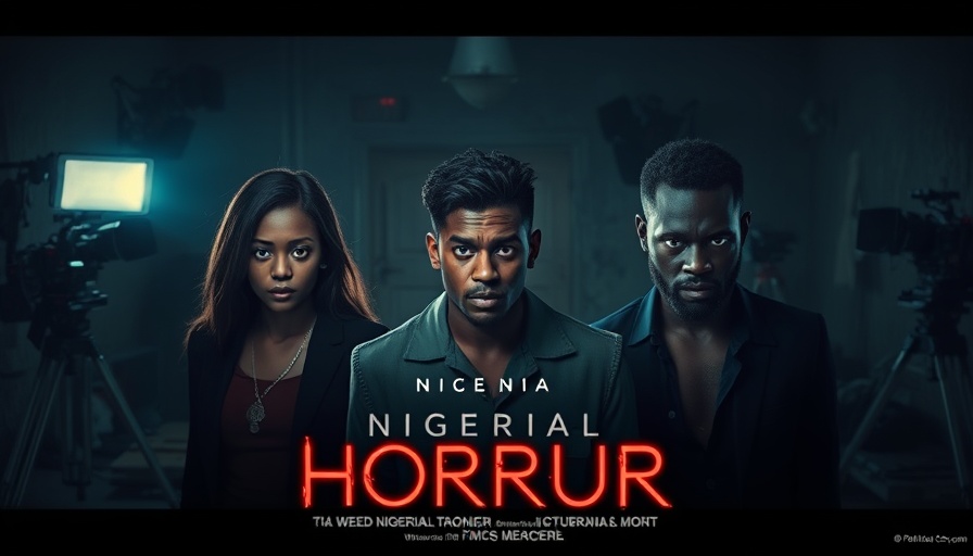 African women filmmakers in a Nigerian horror film poster setting.