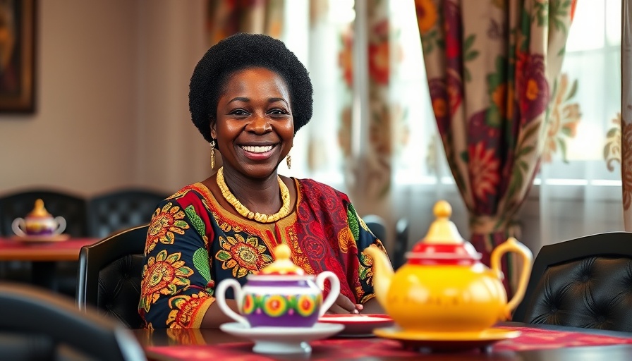 African women of faith sharing a joyful moment at a tea table.