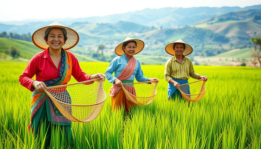 Farmers engaged in regenerative farming in Thailand's rice fields