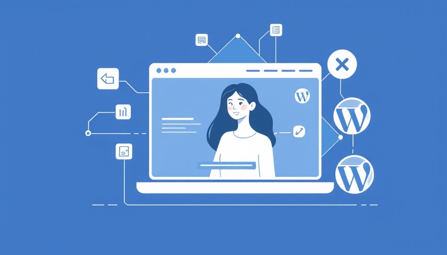 Minimalist portfolio website illustration with tech icons.