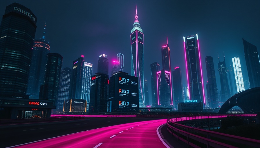 Afila 1 User Experience: Futuristic cityscape with neon lighting.