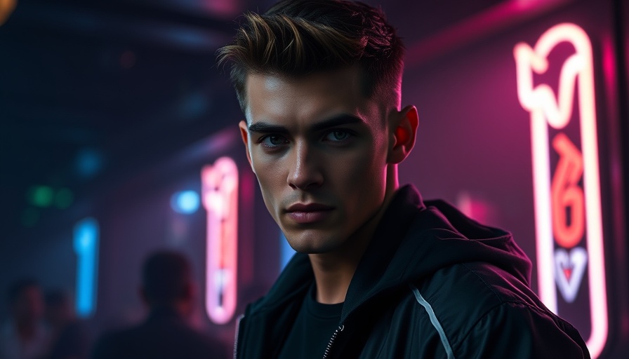 Young man in a neon-lit setting for Smooth Saxophone & Afrobeat Jazz
