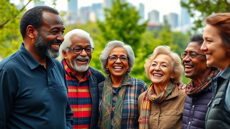 Diverse older entrepreneurs laughing in a lush park, highlighting entrepreneurship trends.