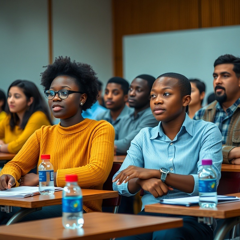 Students in classroom discussing financial literacy, fully engaged.