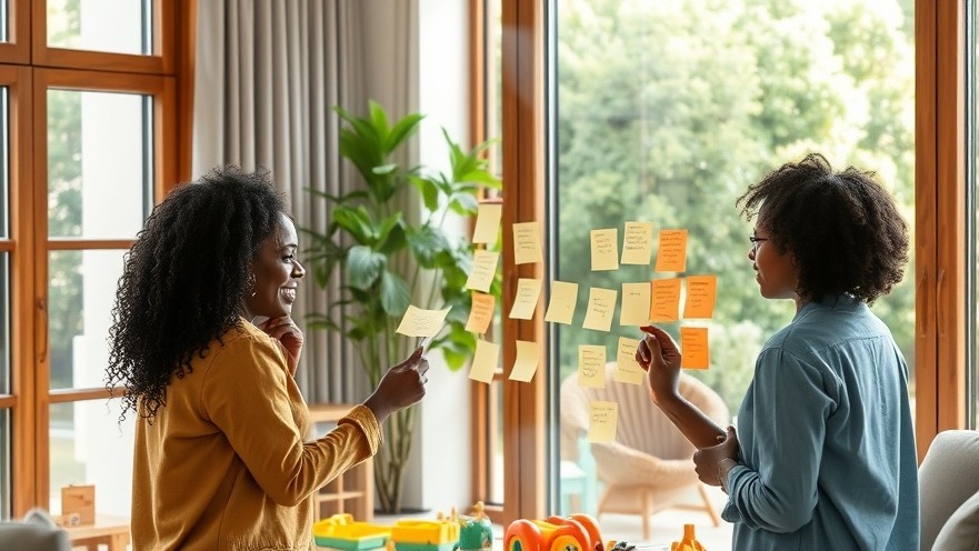 Women entrepreneurs discussing childcare business strategies in a modern office.
