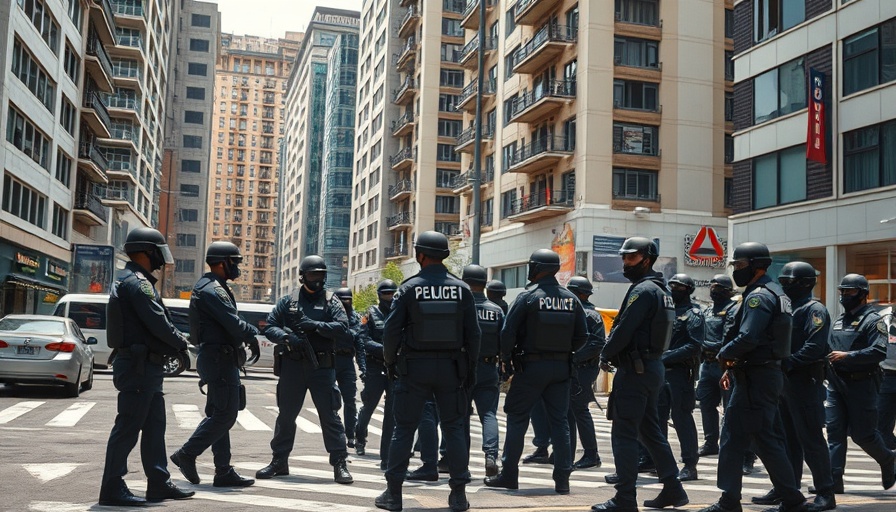 Security forces gather on street corner, Madagascar.