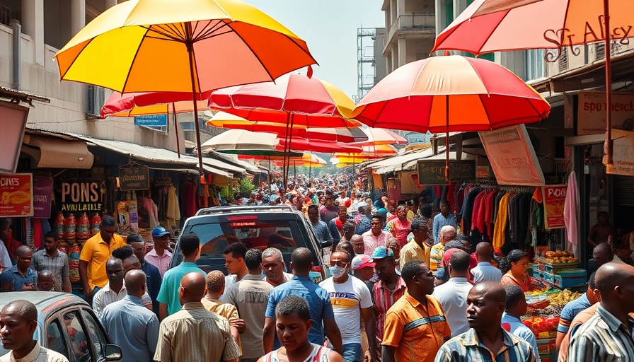 Busy Nigerian street market showcasing POS exclusivity.