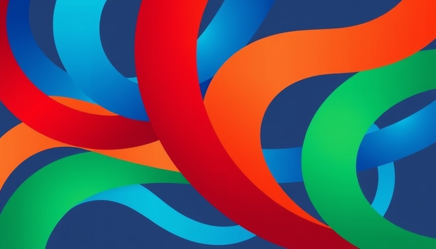 Abstract pattern of red, blue, green curves symbolizing connection.