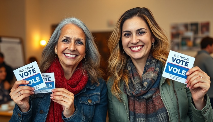 Two women smiling and holding voting cards, illustrating Gabon’s UDB electoral success.