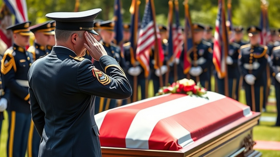 Military salute at funeral with flag-draped casket in Kenya.