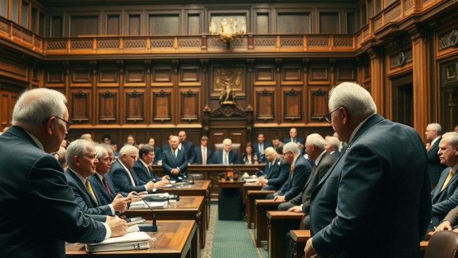Japanese parliamentarians in assembly, discussing governance.