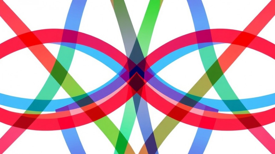 Colorful abstract pattern with intersecting curved lines.