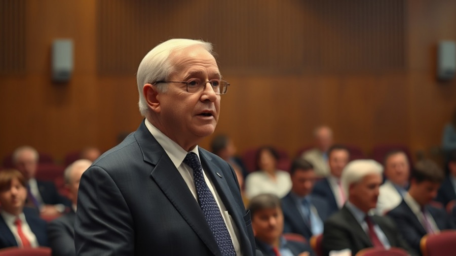 Elderly man speaks at a formal event about U.S.-South Africa relations.