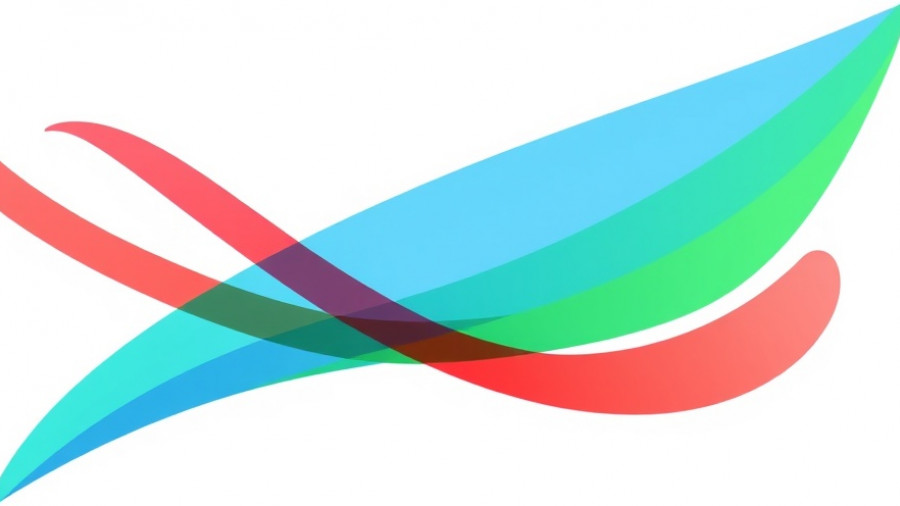 Abstract arc logo symbolizing unity with red, blue, green colors.