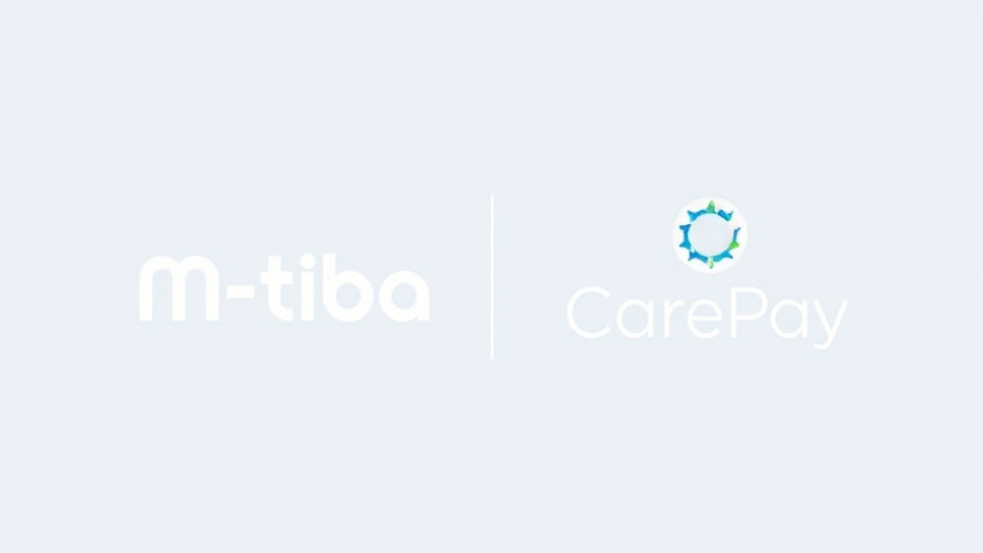 Minimalist M-Tiba and CarePay logos on light background.