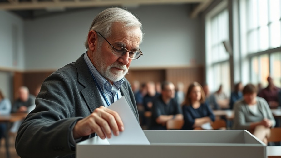 Elderly man voting in Tanzania election with focus and care.