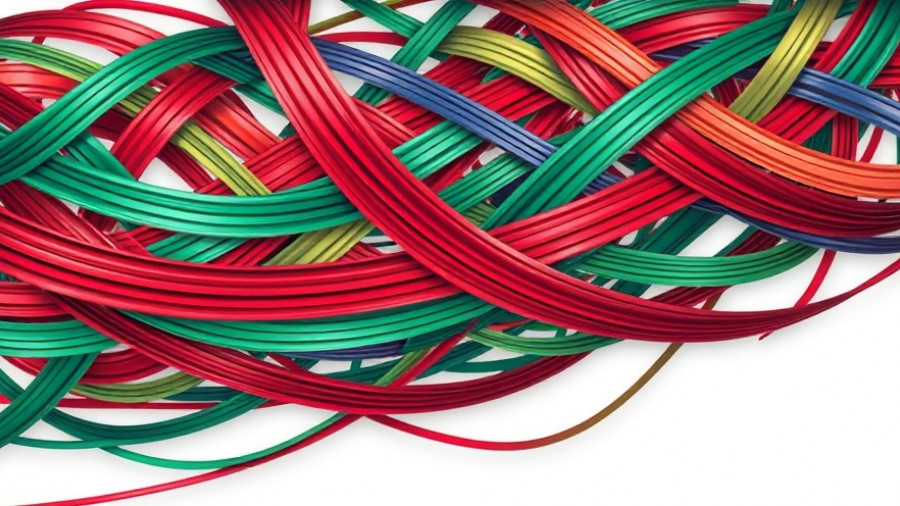 Abstract multicolored woven pattern, U.S. Visa Validity Extension for Liberians, intertwining colored lines.