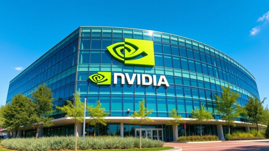 Nvidia headquarters with green logo, symbolizing $5 trillion valuation.