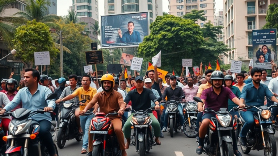 Cameroon election protests with diverse crowd on street.