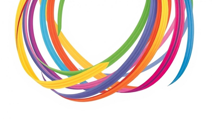 Abstract design representing Africa Youth Led Movements with colorful interwoven stripes.