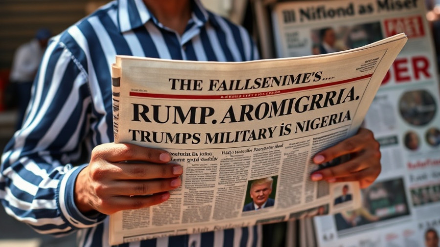 Trump military action Nigeria headline on newspaper held by man.