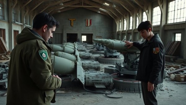 Inspection of military equipment in abandoned building amid Sudan conflict.