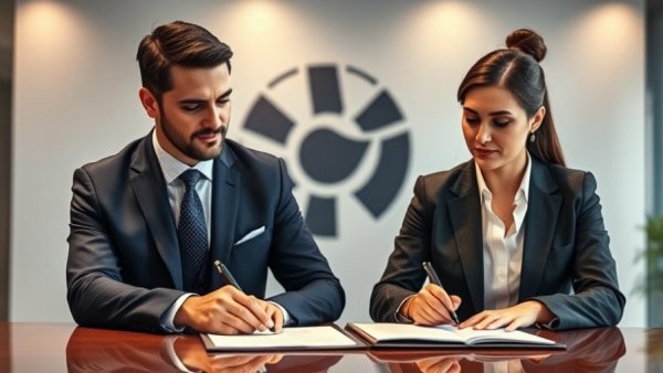 Business professionals signing agreement, AI in Africa focus.