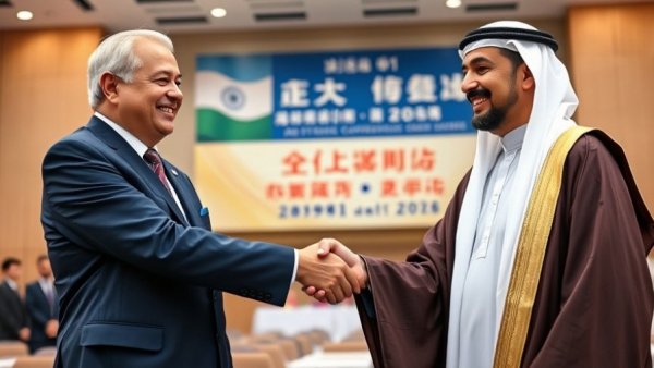 Senegal political figures shaking hands at a conference.