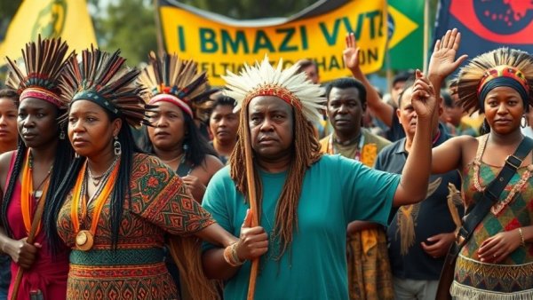 Indigenous activists join hands at Brazil climate action event during COP30.