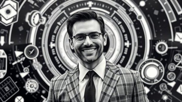 Cheerful man with abstract background, affordable preventive healthcare in Nigeria.