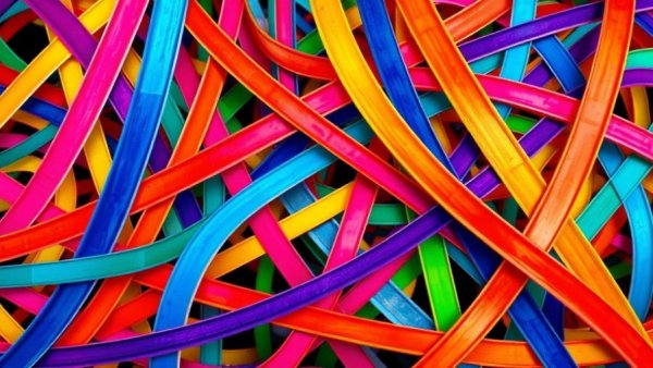 Colorful interwoven pattern symbolizing unity and connectivity.