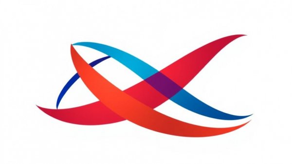 Abstract interwoven colored lines logo design in red, blue, and green.