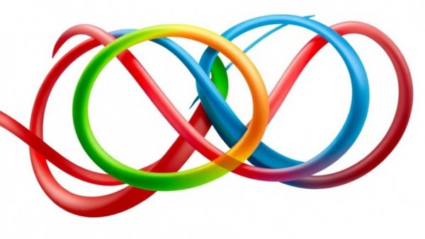 Colorful abstract logo intertwining lines symbolizing unity