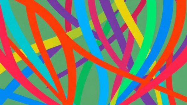 Colorful abstract interwoven lines pattern representing Sudan's health sector reconstruction