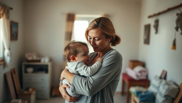 Mother and child in intimate moment, Nuba Mountains.