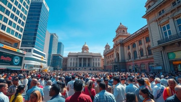 Urban scene in the Arab region showcasing climate extremes and cultural diversity.