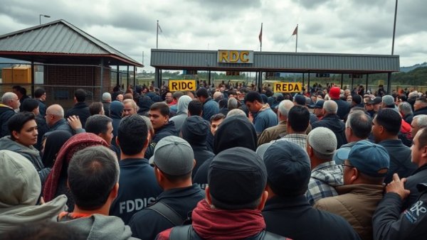 M23 crisis risks regional conflict: people at RDC border crossing.