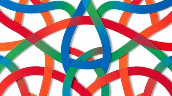 Abstract multicolored arcs in symmetrical design.