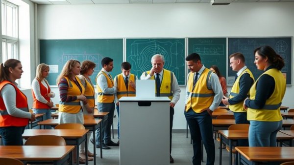 Ivory Coast election officials in a voting room with election materials.